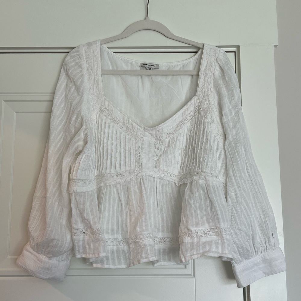 AE square neck lace flowy blouse